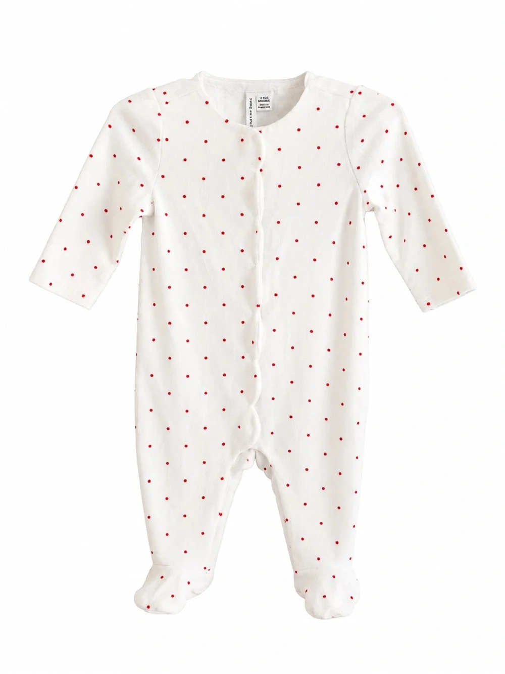 Janie and Jack 3-6M Red Polka Dot Cozy One Piece Scallop Trim EUC